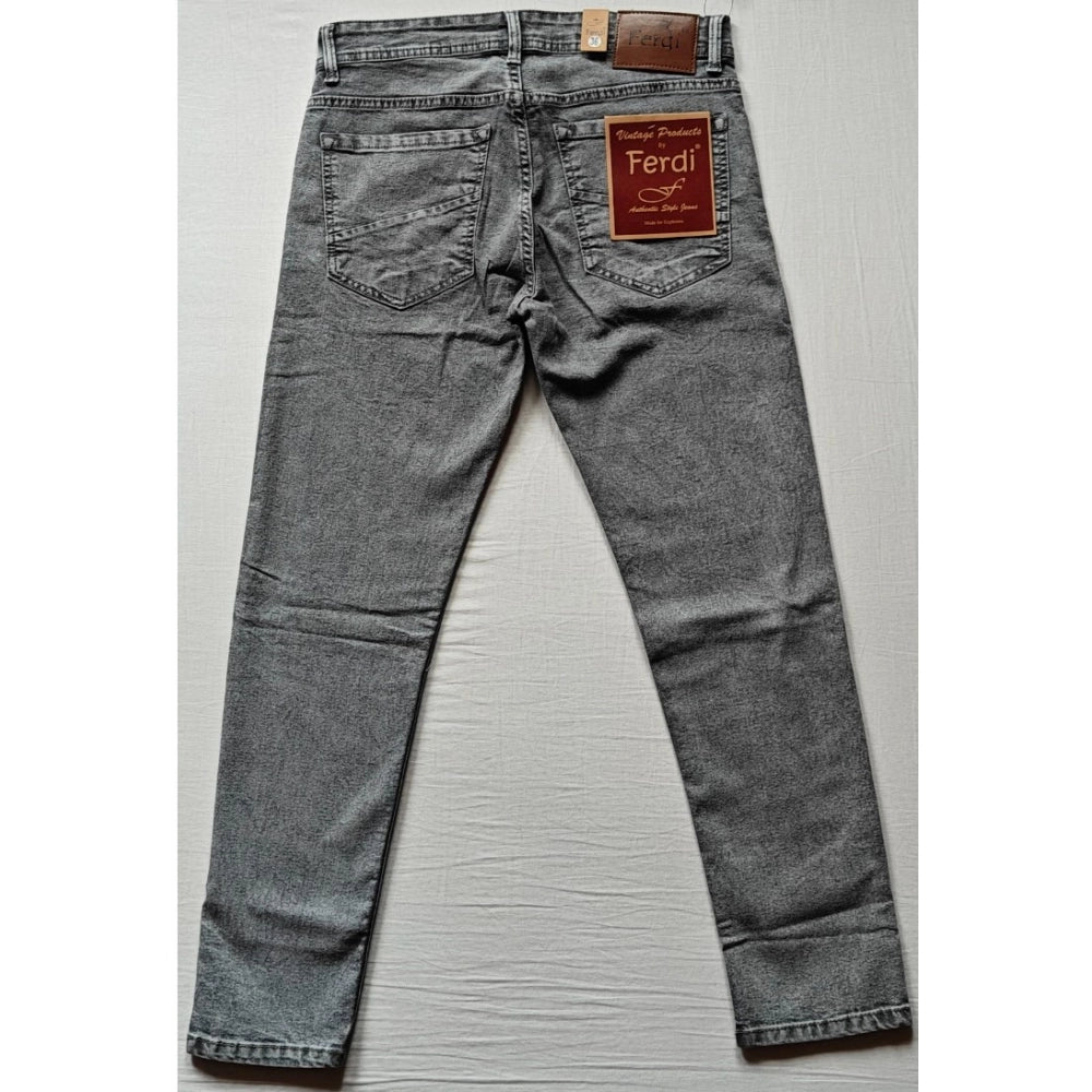 PKRKART Men's Cotton Blended Solid Tapered Jeans (Grey)