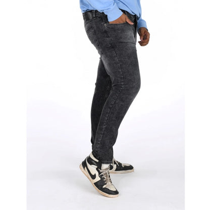 PKRKART Men's Cotton Blended Solid Plus Size Jeans (Grey)