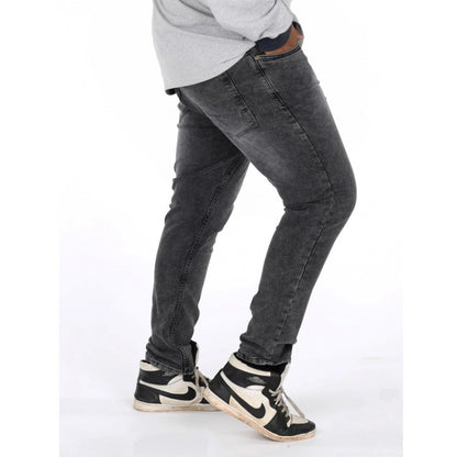 PKRKART Men's Cotton Blended Solid Plus Size Jeans (Grey)