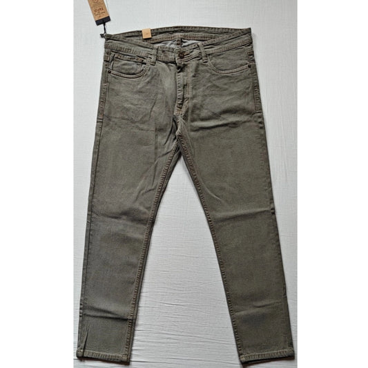 PKRKART Men's Cotton Blended Solid Tapered Jeans (Khaki)