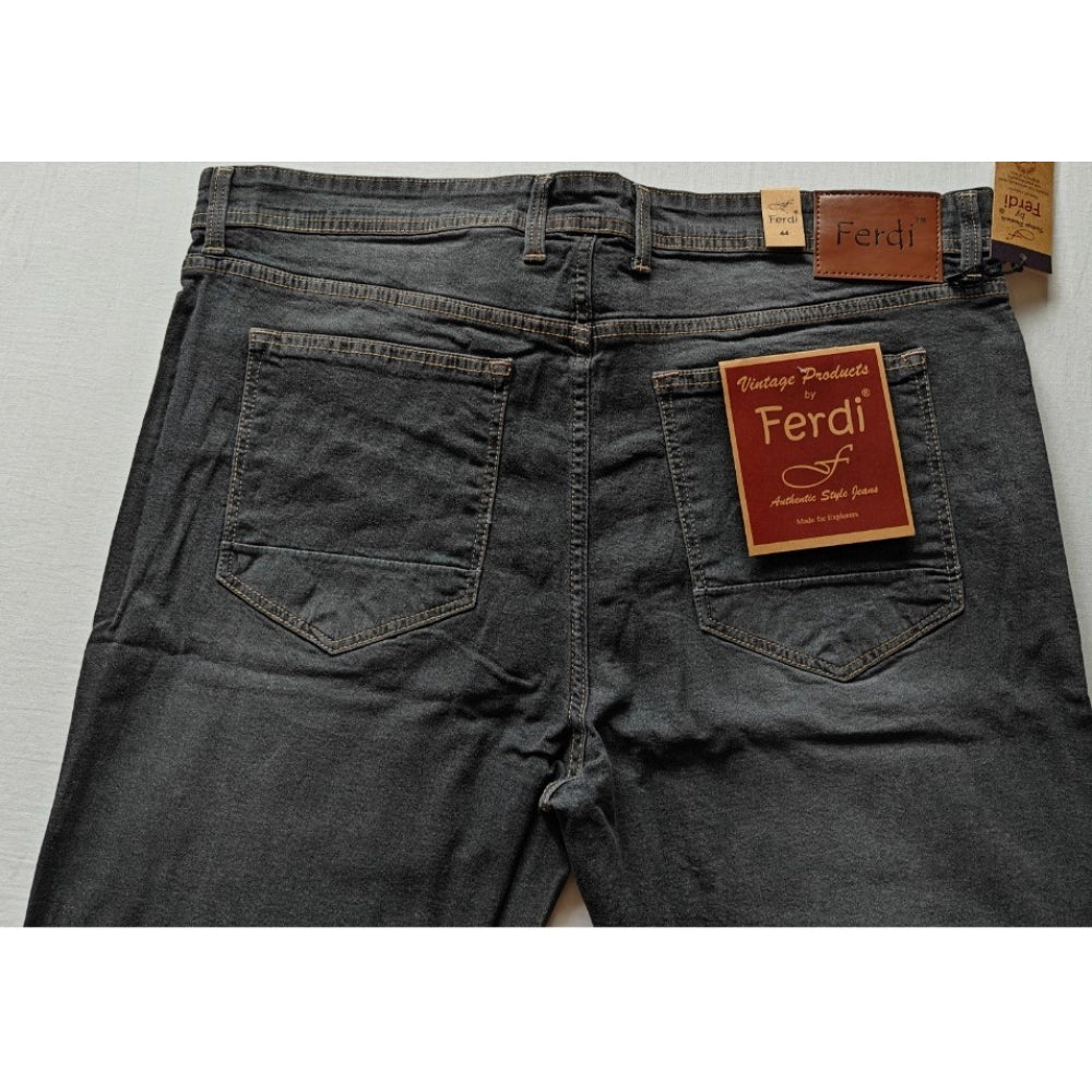 PKRKART Men's Cotton Blended Solid Plus Size Jeans (Dark Grey)