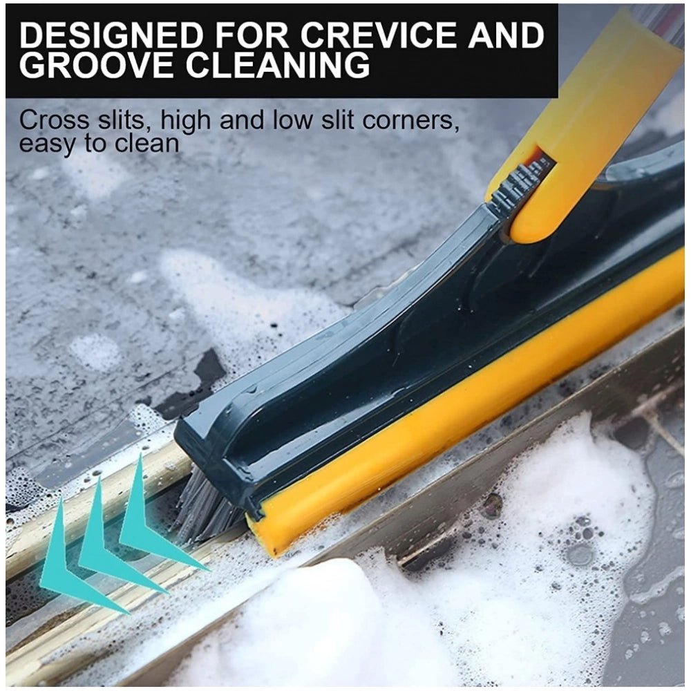 PKR Kart Plastic 2 in 1 Bathroom Cleaning Brush with Wiper (Yellow)