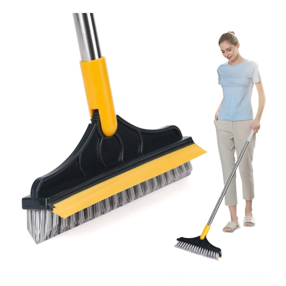 PKR Kart Plastic 2 in 1 Bathroom Cleaning Brush with Wiper (Yellow)