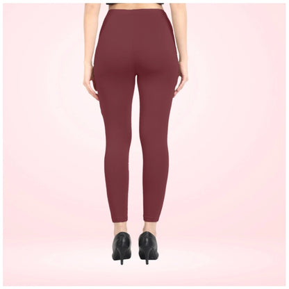 PKRKART Women's Cotton Blended Solid Ankle legging (Maroon)