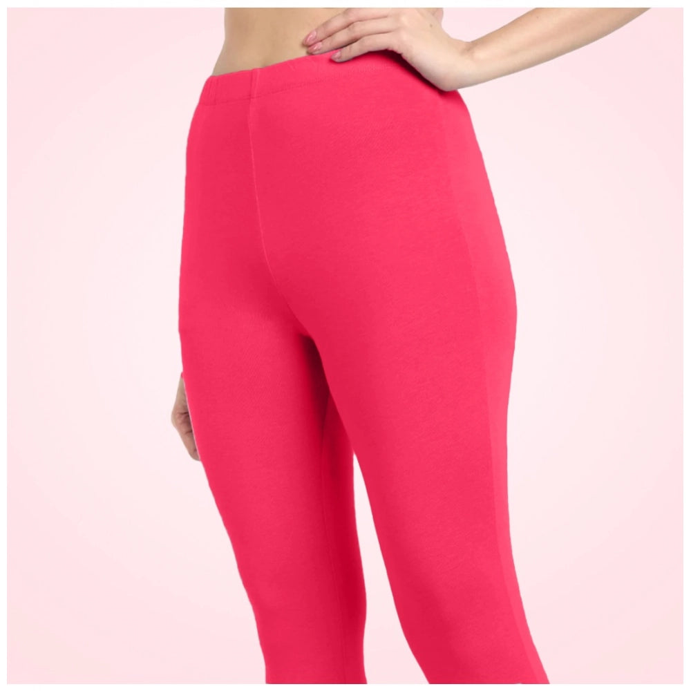 PKRKART Women's Cotton Blended Solid Ankle legging (Pink)