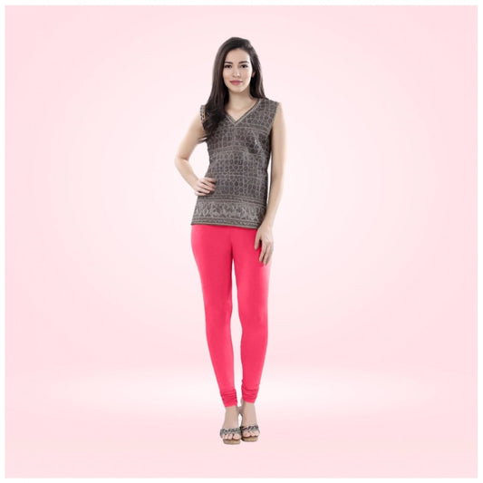 PKRKART Women's Cotton Blended Solid Churidar leggings (Pink)