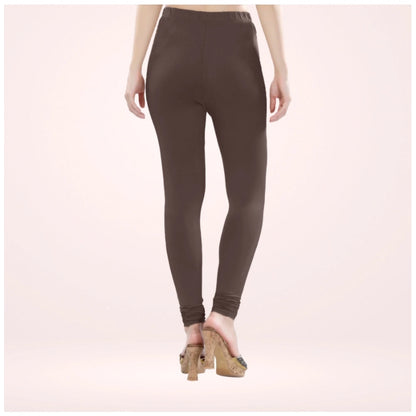 PKRKART Women's Cotton Blended Solid Churidar leggings (Brown)