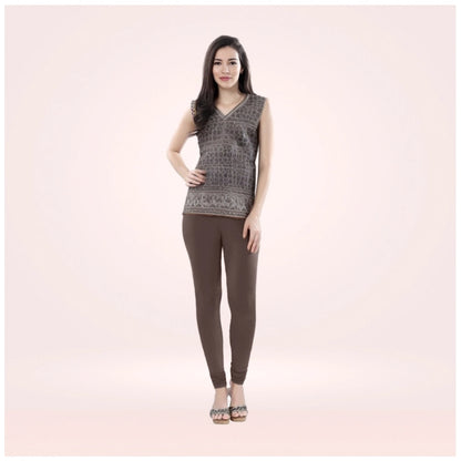 PKRKART Women's Cotton Blended Solid Churidar leggings (Brown)