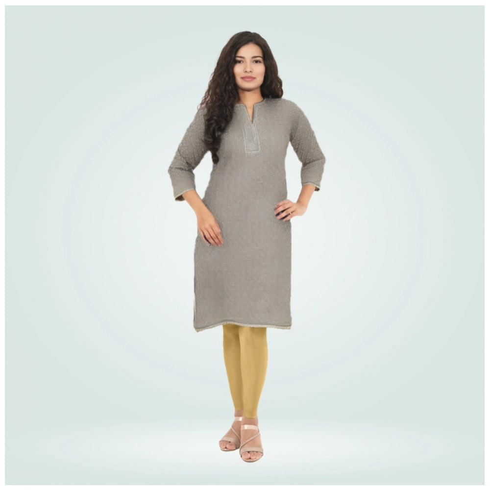 PKRKART Women's Cotton Blended Solid Shimmer Ankle leggings (Beige)