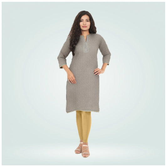 PKRKART Women's Cotton Blended Solid Shimmer Ankle leggings (Beige)