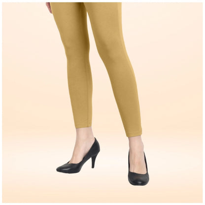 PKRKART Women's Cotton Blended Solid Ankle legging (Beige)