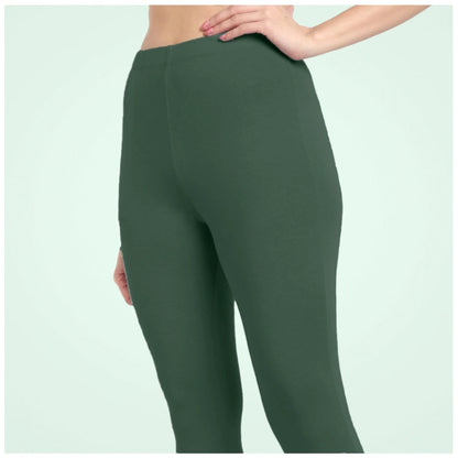 PKRKART Women's Cotton Blended Solid Ankle legging (Bottle Green)
