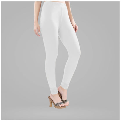PKRKART Women's Cotton Blended Solid Churidar leggings (White)