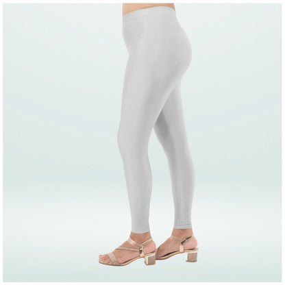 PKRKART Women's Cotton Blended Solid Shimmer Ankle leggings (Silver)