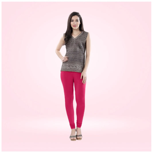 PKRKART Women's Cotton Blended Solid Churidar leggings (Rani)
