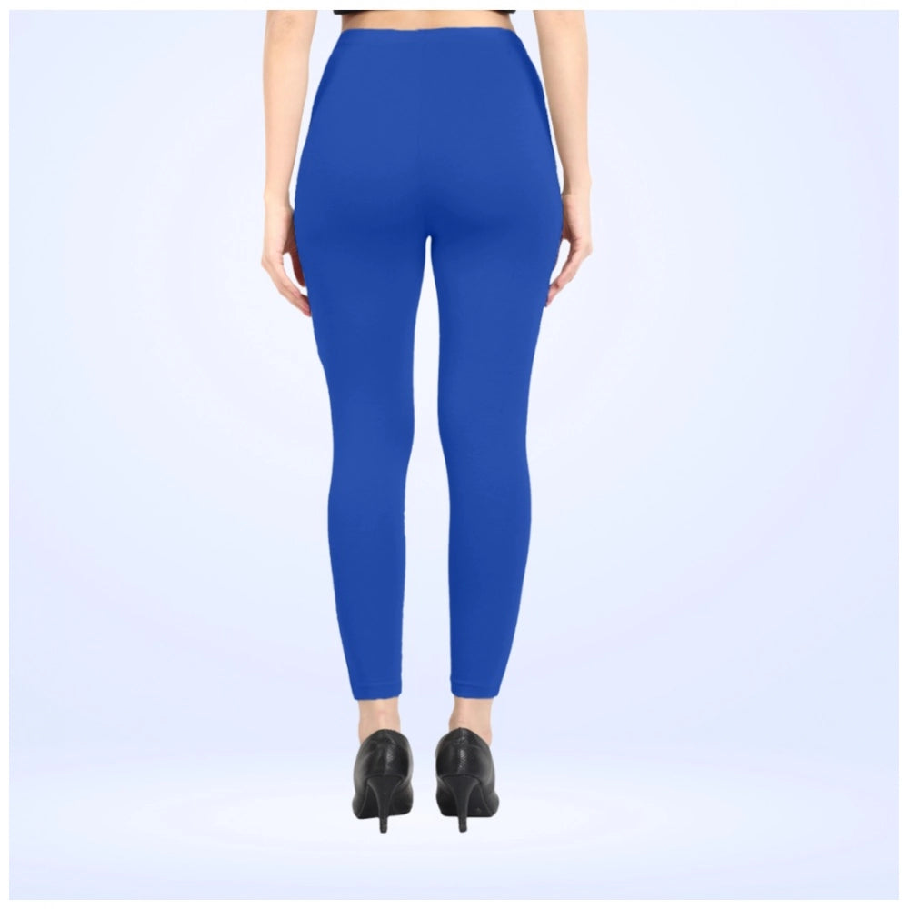 PKRKART Women's Cotton Blended Solid Ankle legging (Royal Blue)