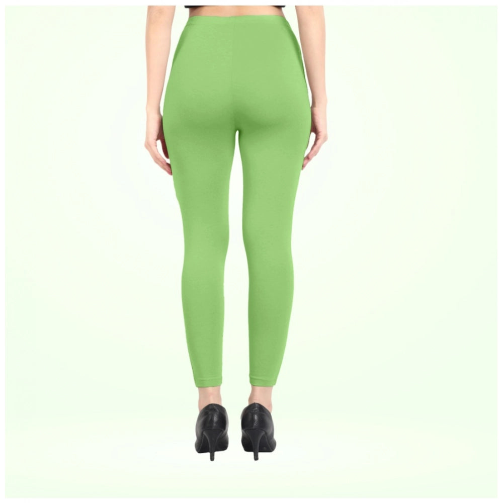 PKRKART Women's Cotton Blended Solid Ankle legging (Pista Green)