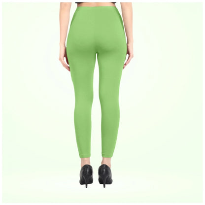PKRKART Women's Cotton Blended Solid Ankle legging (Pista Green)