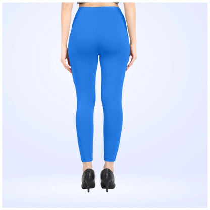 PKRKART Women's Cotton Blended Solid Ankle legging (Blue)