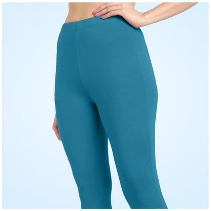 PKRKART Women's Cotton Blended Solid Ankle legging (Blue)