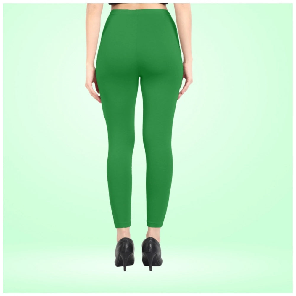 PKRKART Women's Cotton Blended Solid Ankle legging (Green)