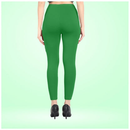 PKRKART Women's Cotton Blended Solid Ankle legging (Green)