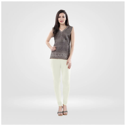 PKRKART Women's Cotton Blended Solid Churidar leggings (White)