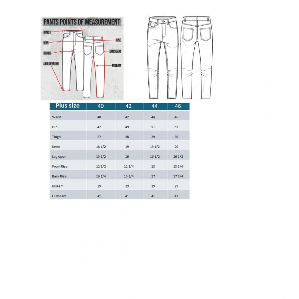 PKRKART Men's Cotton Blended Solid Plus Size Jeans (Dark Grey)