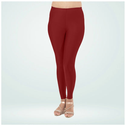 PKRKART Women's Cotton Blended Solid Shimmer Ankle leggings (Maroon)