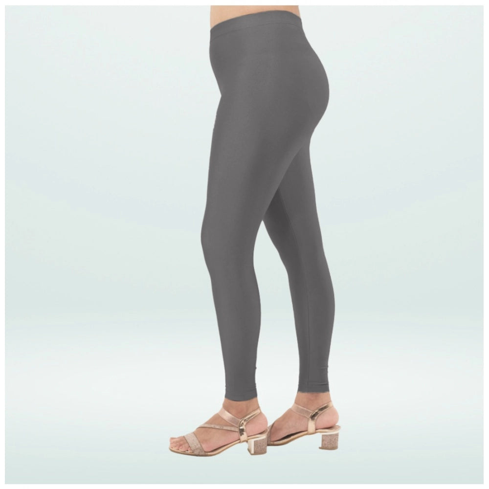 PKRKART Women's Cotton Blended Solid Shimmer Ankle leggings (Dark Gray)