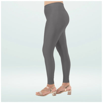 PKRKART Women's Cotton Blended Solid Shimmer Ankle leggings (Dark Gray)