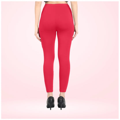 PKRKART Women's Cotton Blended Solid Ankle legging (Pink)
