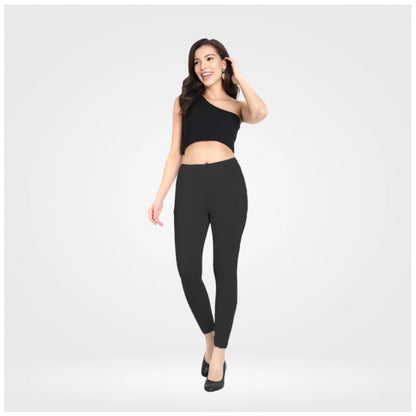 PKRKART Women's Cotton Blended Solid Ankle legging (Black)