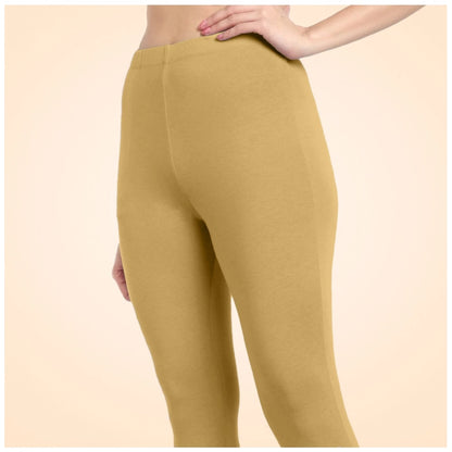 PKRKART Women's Cotton Blended Solid Ankle legging (Beige)