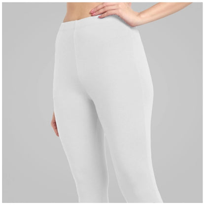 PKRKART Women's Cotton Blended Solid Ankle legging (White)