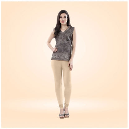 PKRKART Women's Cotton Blended Solid Churidar leggings (Skin)