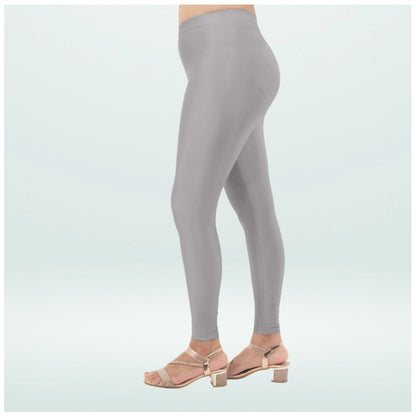 PKRKART Women's Cotton Blended Solid Shimmer Ankle leggings (Silver Gray)
