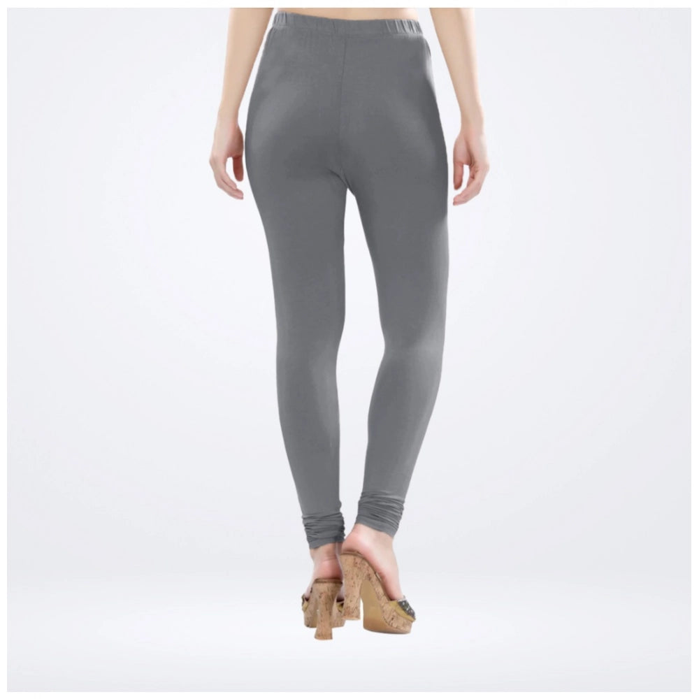 PKRKART Women's Cotton Blended Solid Churidar leggings (Silver Gray)