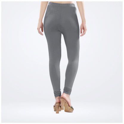PKRKART Women's Cotton Blended Solid Churidar leggings (Silver Gray)