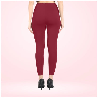 PKRKART Women's Cotton Blended Solid Ankle legging (Red Maroon)