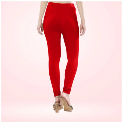 PKRKART Women's Cotton Blended Solid Churidar leggings (Red)