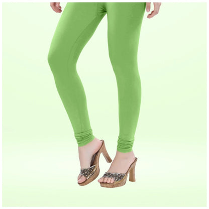 PKRKART Women's Cotton Blended Solid Churidar leggings (Pista Green)