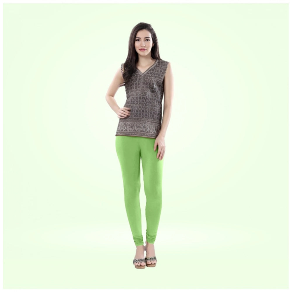 PKRKART Women's Cotton Blended Solid Churidar leggings (Pista Green)