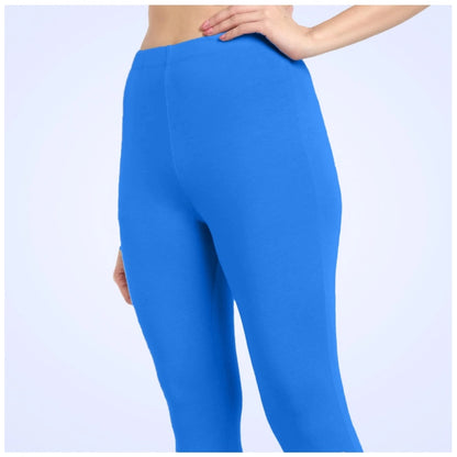 PKRKART Women's Cotton Blended Solid Ankle legging (Blue)