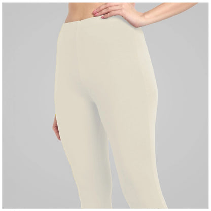 PKRKART Women's Cotton Blended Solid Ankle legging (Off White)