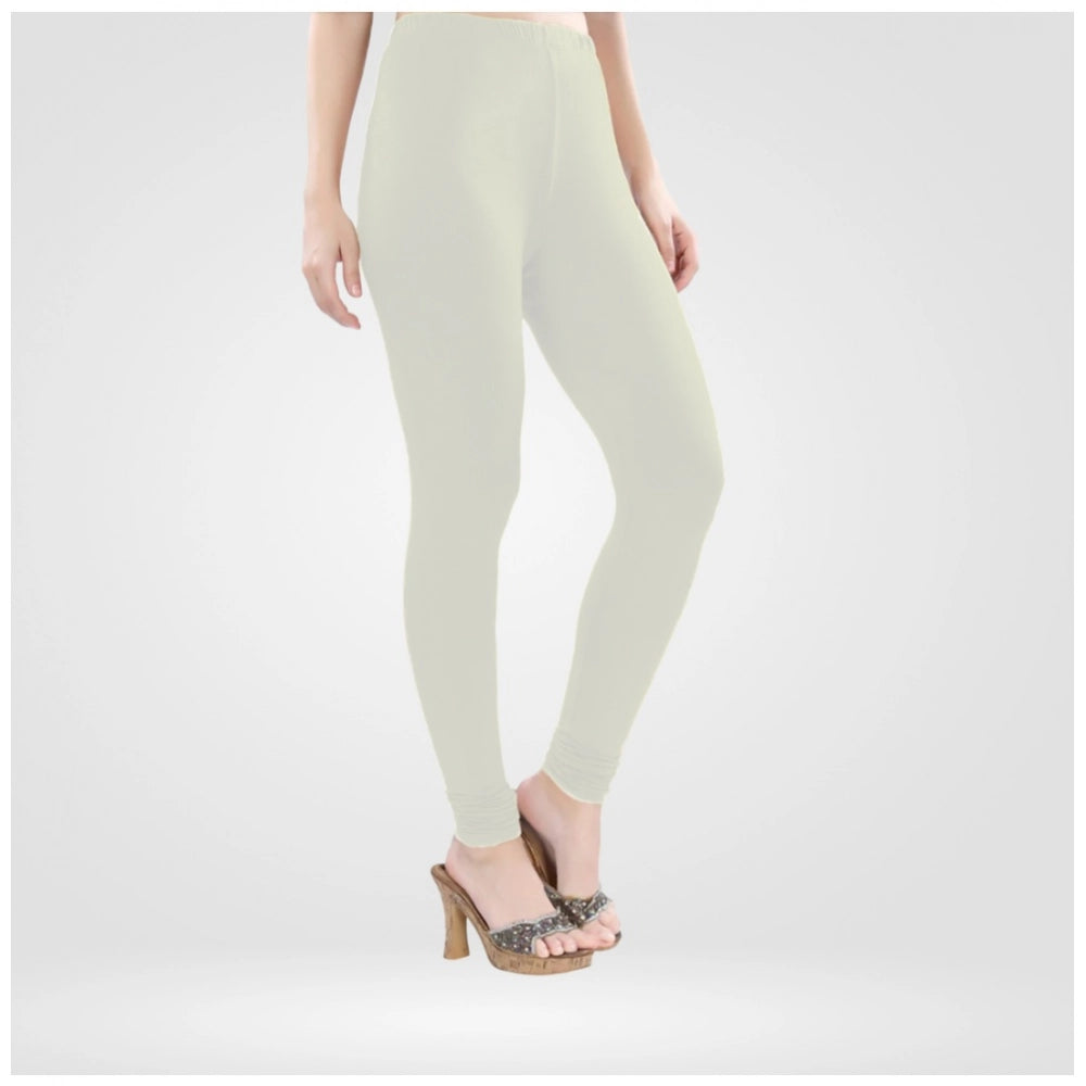 PKRKART Women's Cotton Blended Solid Churidar leggings (White)