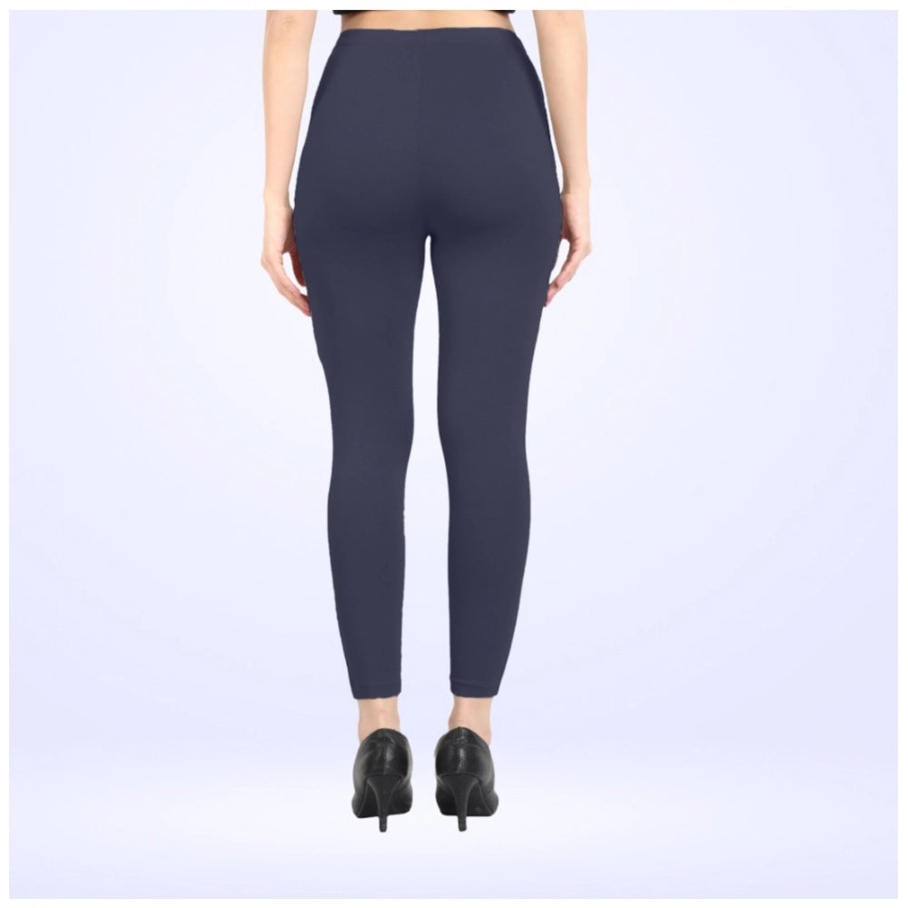 PKRKART Women's Cotton Blended Solid Ankle legging (Navy)