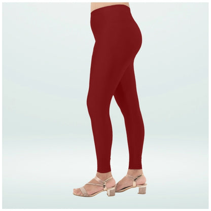 PKRKART Women's Cotton Blended Solid Shimmer Ankle leggings (Maroon)