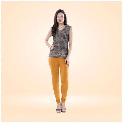 PKRKART Women's Cotton Blended Solid Churidar leggings (Mustard Yellow)