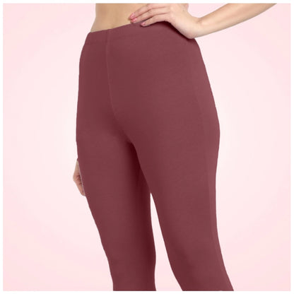 PKRKART Women's Cotton Blended Solid Ankle legging (Maroon)